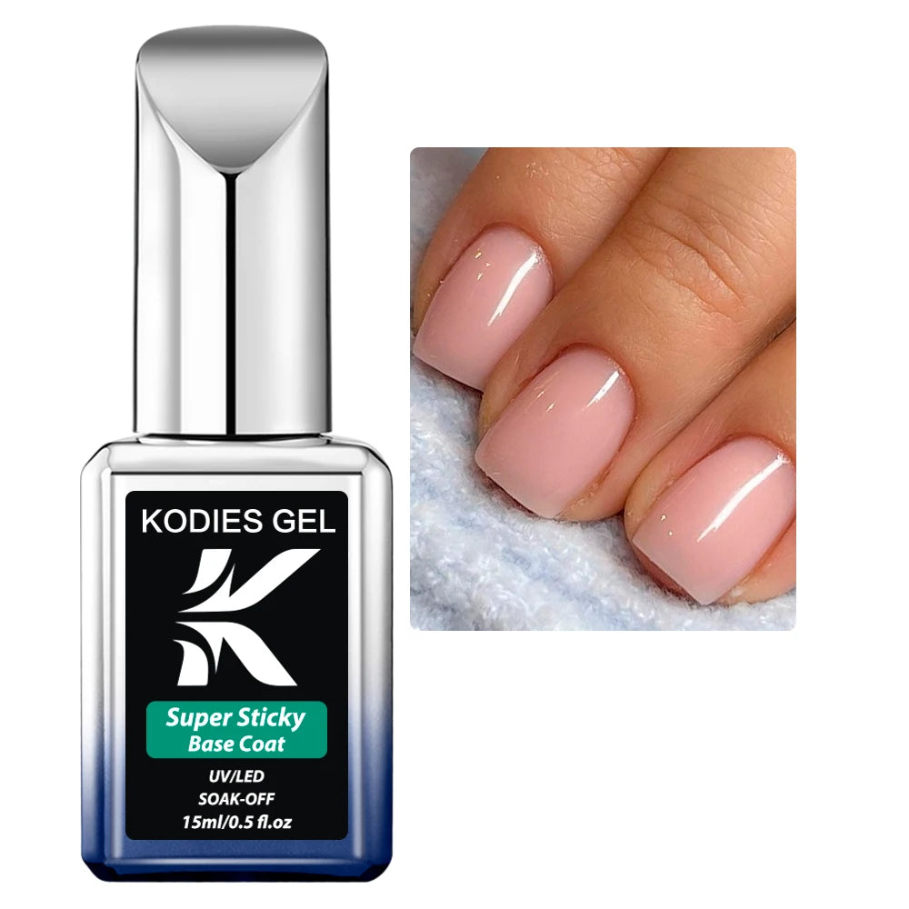 KODIES GEL Super Sticky Base Coat — Strong Semi-Permanent Nail Foundation