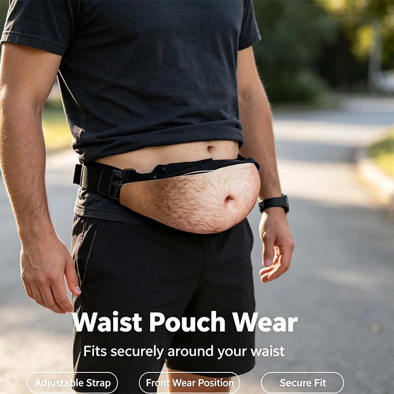 Funny Novelty Fake Belly Waist Pack — Humorous Simulation Dad Bod Gag Gift