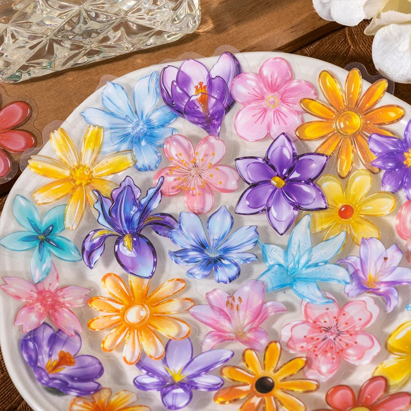 Crystal Butterfly Flower Stickers — Aesthetic Decor for Scrapbooking & Journals