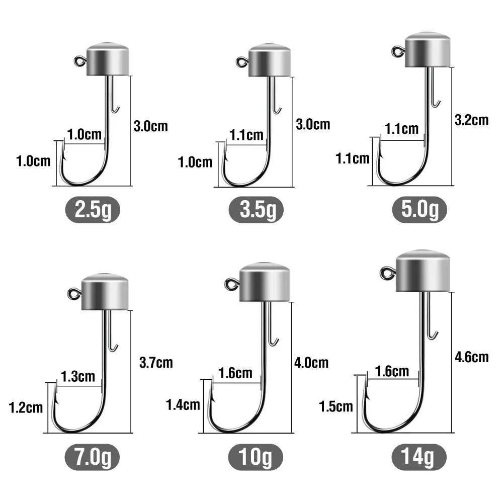 YIYUEQIANLI Ned Rig Jig Heads — High Carbon Steel Mushroom Hooks
