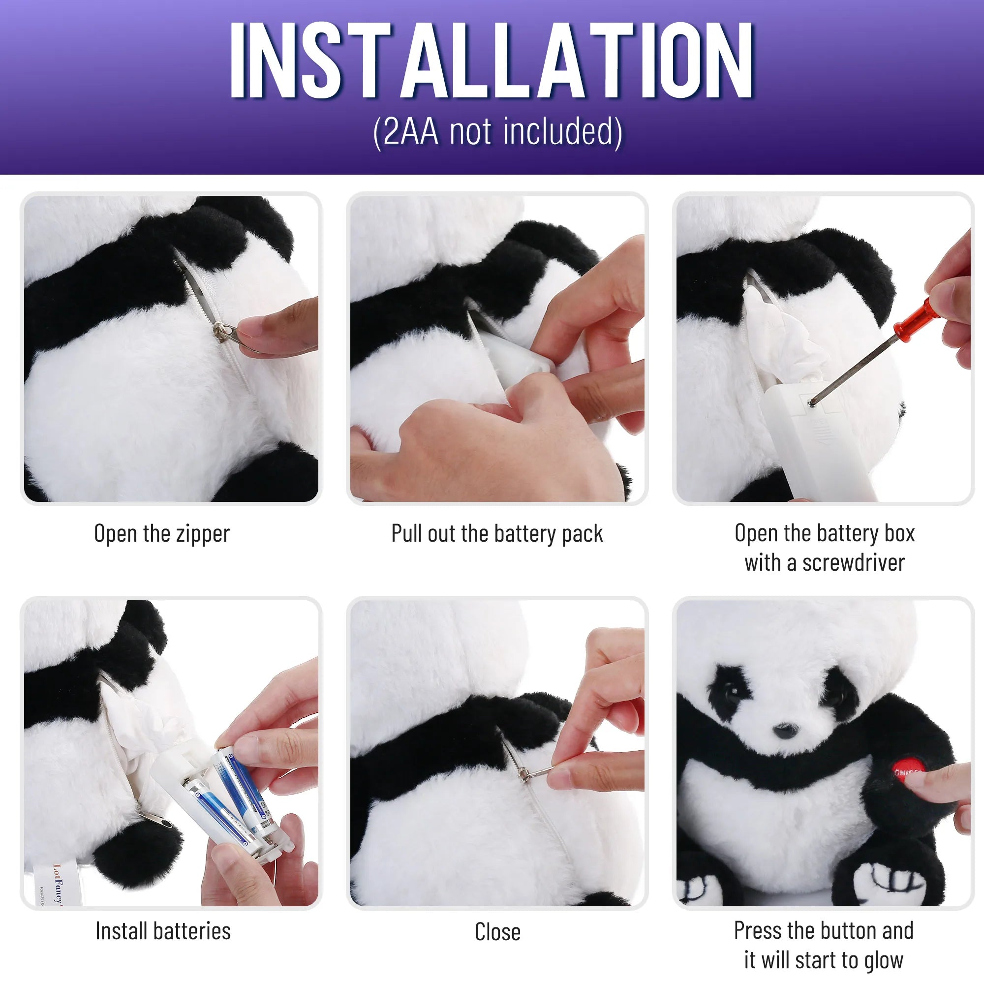 Light Up Panda Plush Toy — Kawaii Stuffed Animal with LED Light