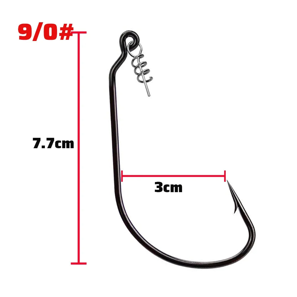 GOBAIT Screw Lock Offset Worm Hooks — Sharp Wide Gap Fishing Tackle