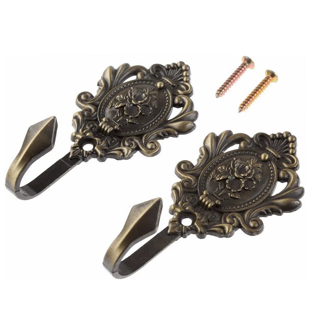 Decorative Zinc Alloy Hooks — Versatile European Style for Curtains and Coats