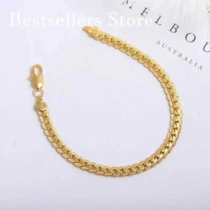 Sterling Silver & 18K Gold Embossed Bracelet — Geometric Classic Style
