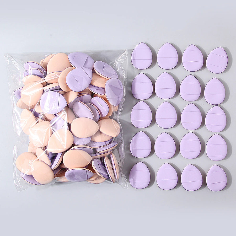 Mini Purple Powder Puffs — Dual-Purpose Makeup Sponge Set, 100 Pieces