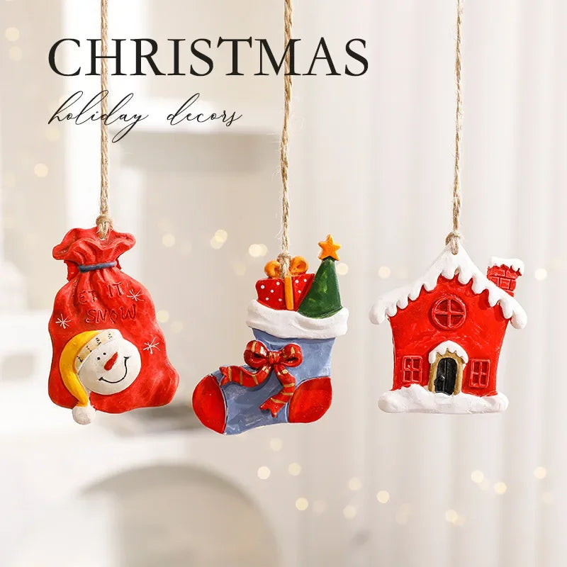 Santa Claus Christmas Tree Ornaments — Resin Hanging Pendants for Holiday Decor