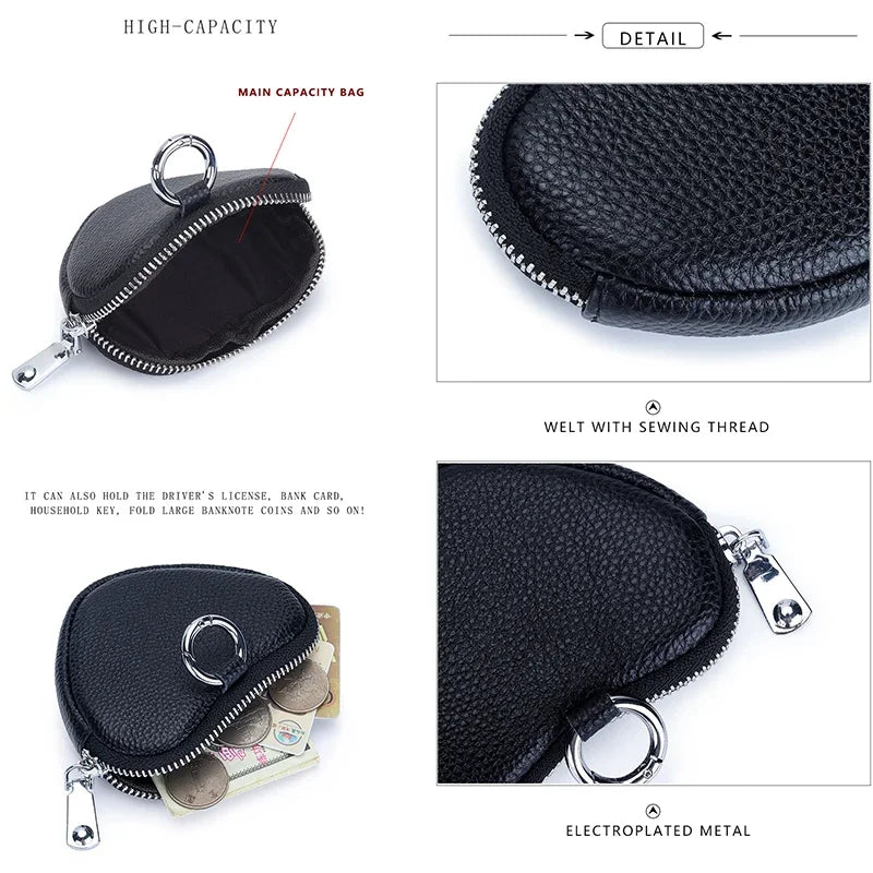 cicicuff Heart Shaped Leather Coin Purse — Small Cosmetic & Jewelry Organizer