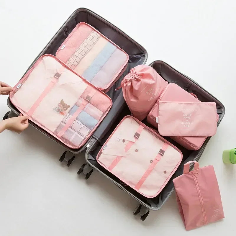 7-Piece Travel Packing Cube Set — Luggage Organizer & Shoe Storage
