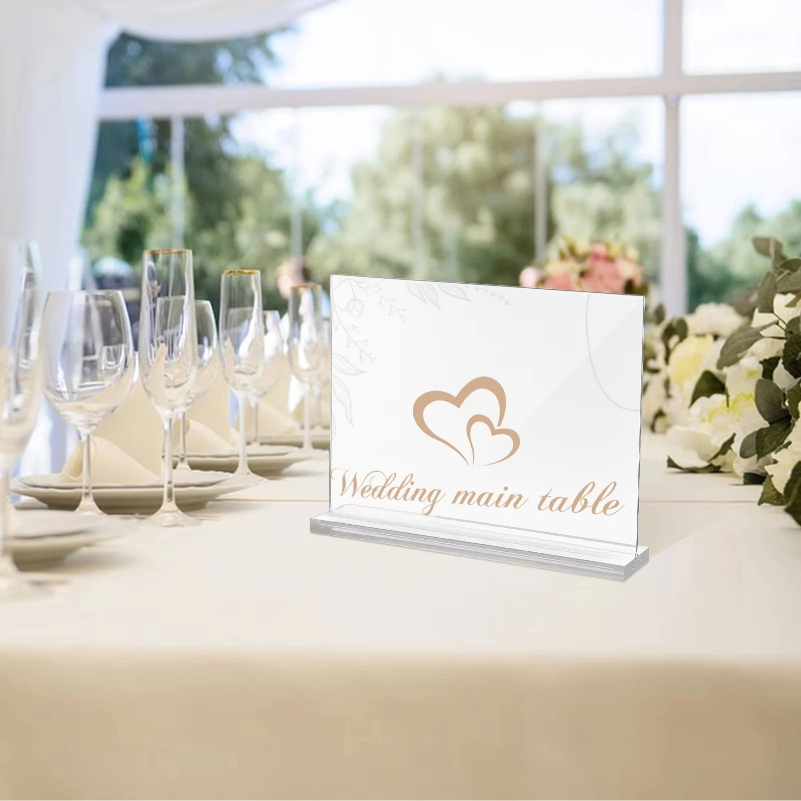 Double-Sided Acrylic Sign Holder — Clear Tabletop Menu Display Stand