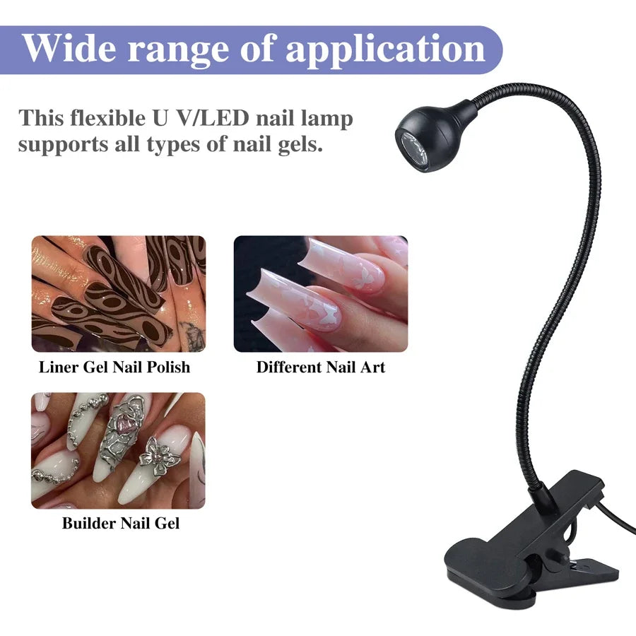 LED UV Gel Nail Curing Lamp — Flexible Tube Design for Easy Manicures
