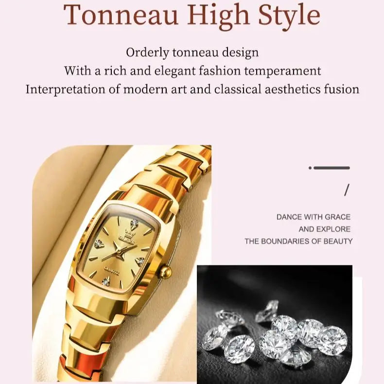 OLEVS 7006 Tungsten Steel Women's Watch — Elegant Luxury Quartz Set