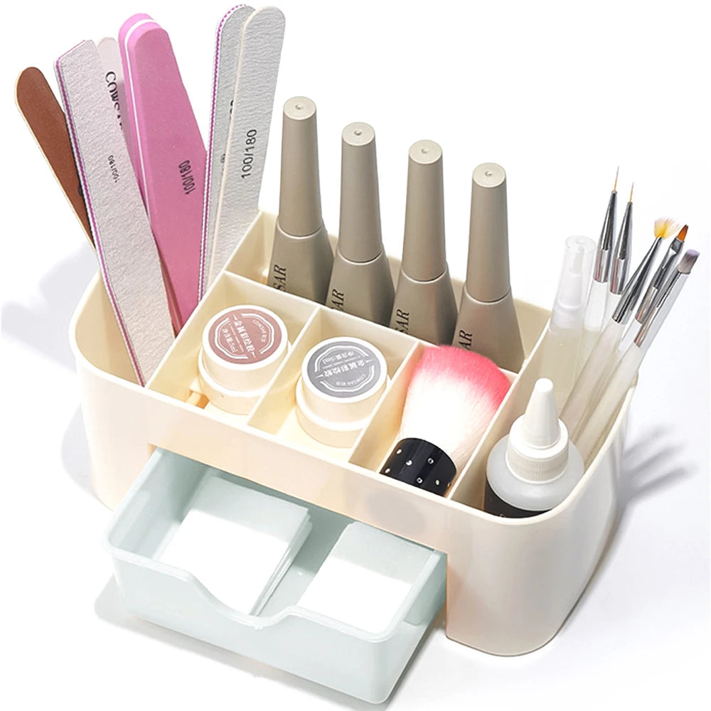 LULAA Desktop Cosmetic Organizer — Multi-Compartment Storage Box for Makeup and Nail Art
