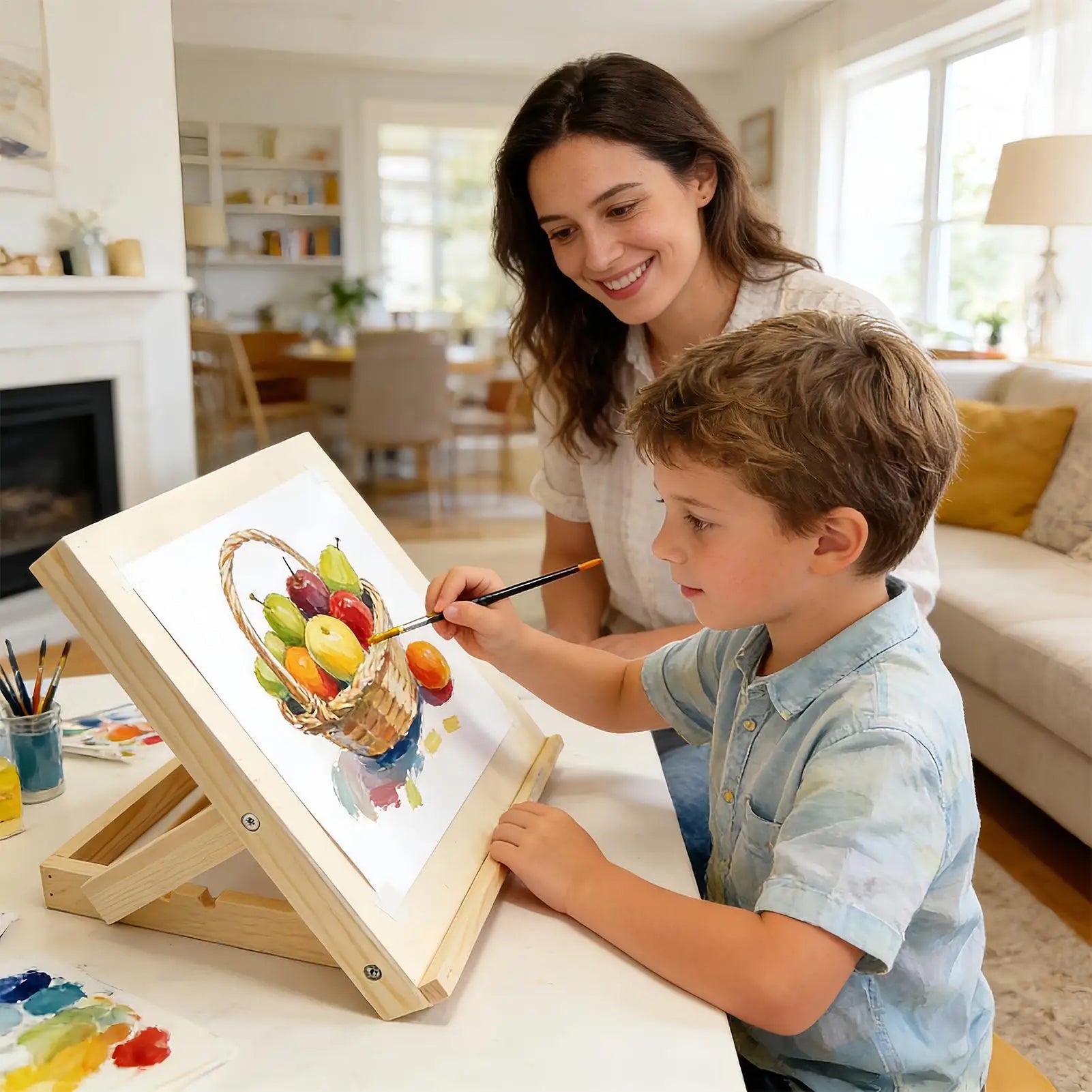 Wooden Tabletop Easel — Foldable Adjustable Sketching Stand for Artists