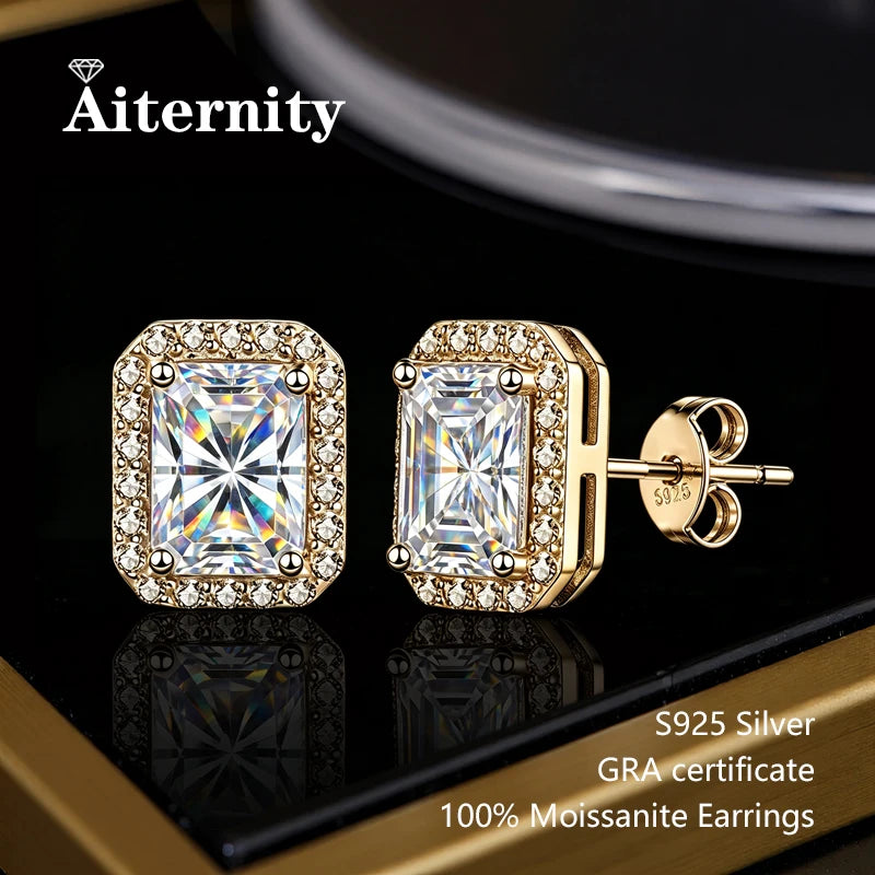 AITERNITY Moissanite Stud Earrings — Elegant S925 Silver Wedding Jewelry