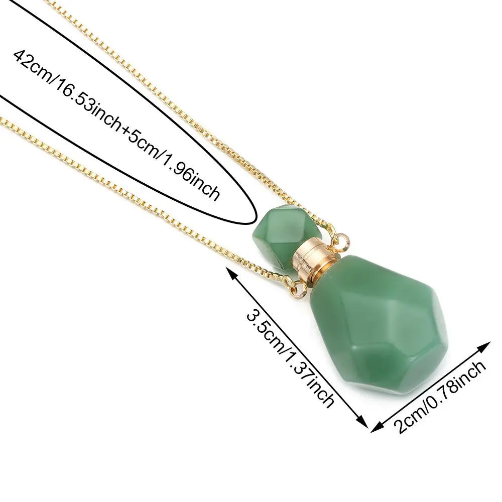 Natural Stone Perfume Bottle Necklace — Essential Oil Diffuser Pendant
