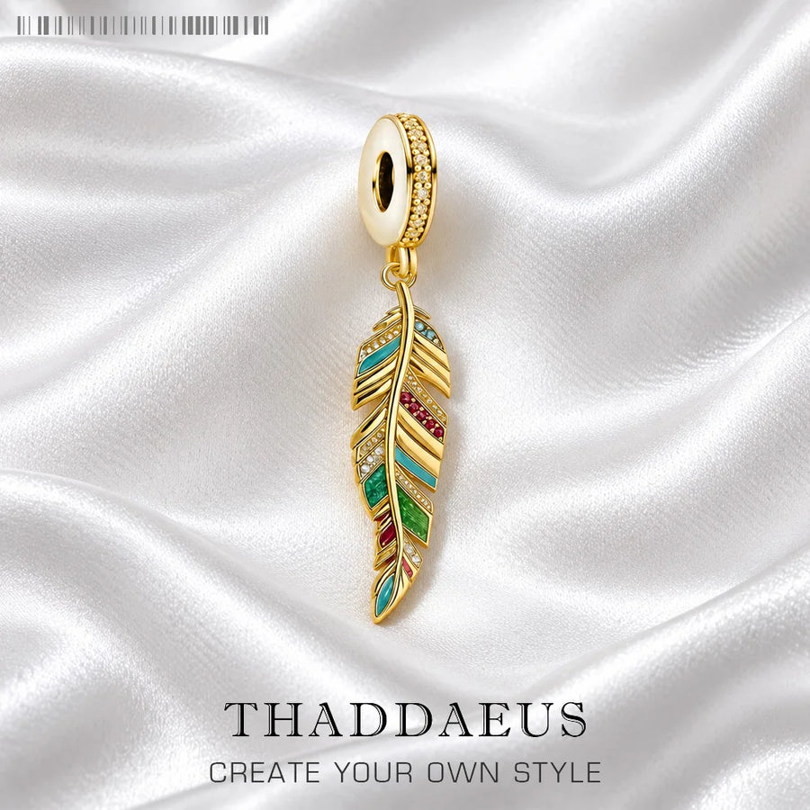 Thaddaeus Sterling Silver Feather Charm — Elegant Bohemia Style Pendant