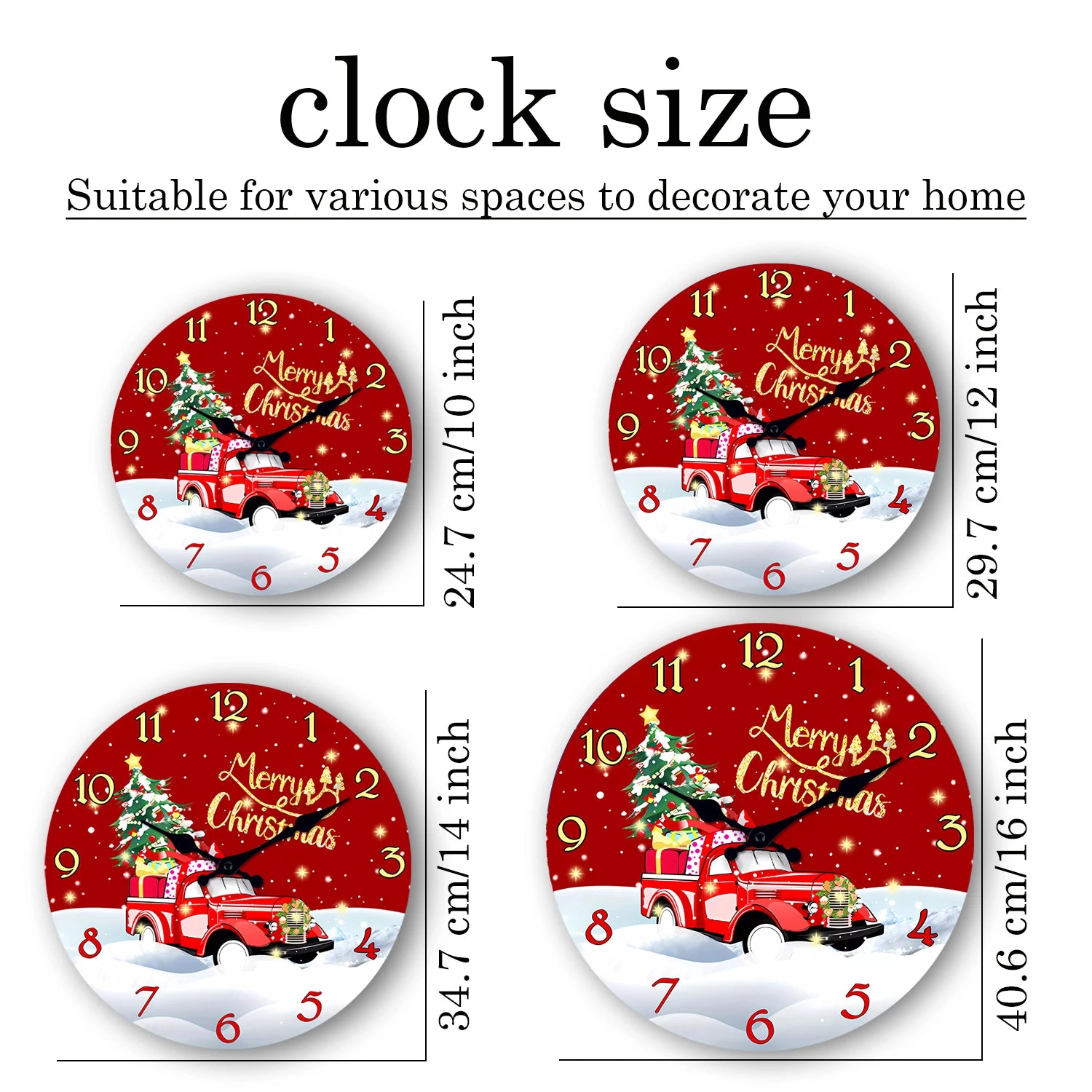 Christmas Themed Wall Clock — Silent Non-Ticking Quartz Decor