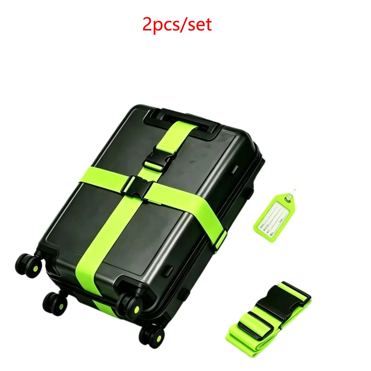 Luggage Security Set — Travel Strap and Identification Tag, 2-Piece Kit