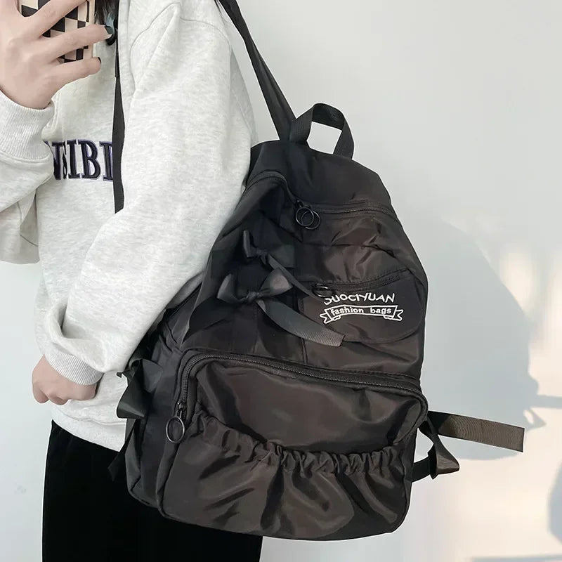 dawndesslo Aesthetic Canvas Backpack — Preppy Style School Bag for Women