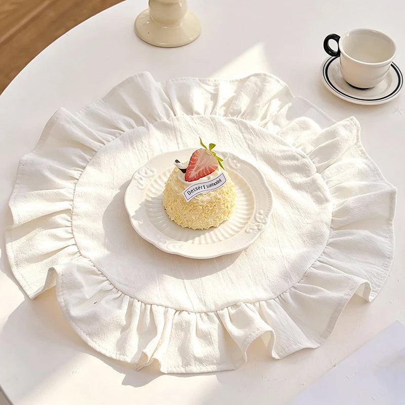 Cotton Ruffle Placemats and Napkins — Elegant Table Decor for Dining