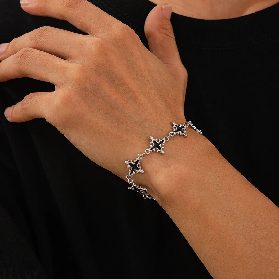 Obega Vintage Jesus Cross Bracelet — Hip Hop Style Silver Bangle