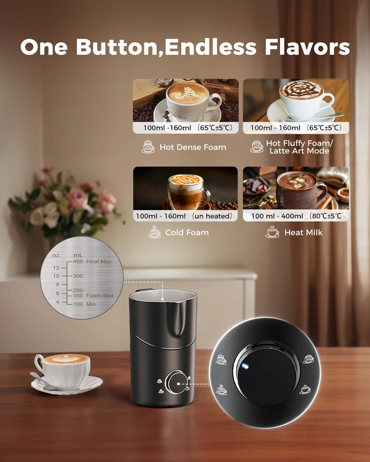 UHOST 8-in-1 Electric Milk Frother — Large Capacity Coffee Steamer