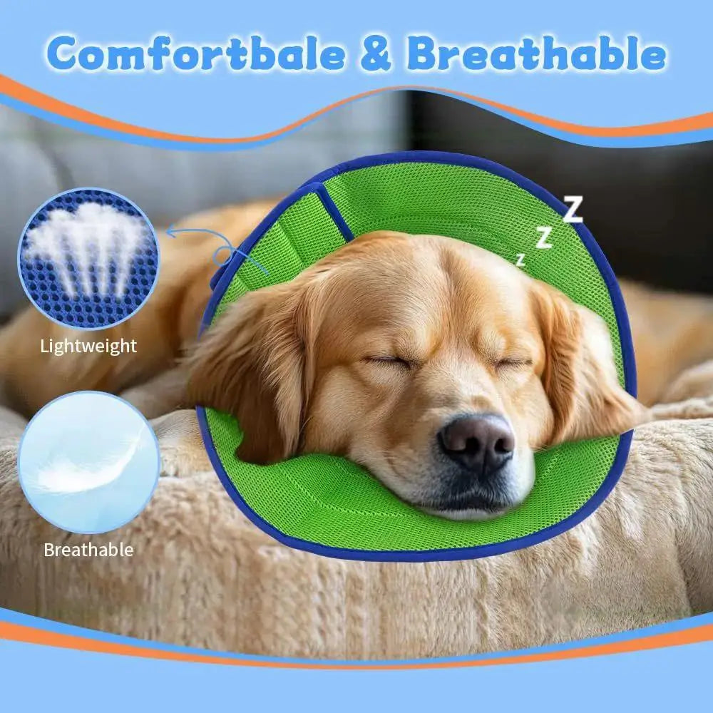 Protective Dog Recovery Cone — Breathable Mesh Elizabethan Collar
