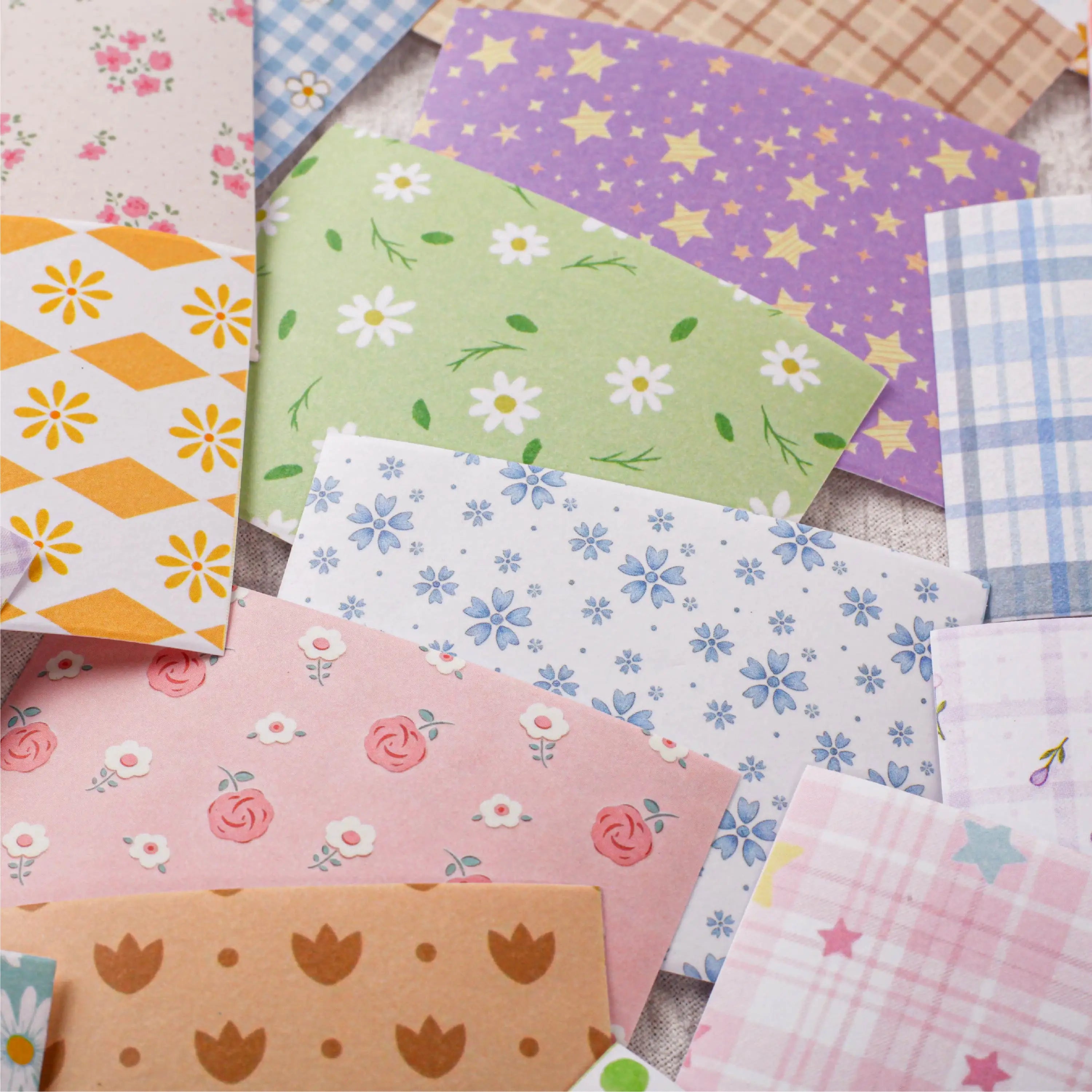 Floral Grid Pattern Masking Tape — Decorative Washi Tape for Journaling