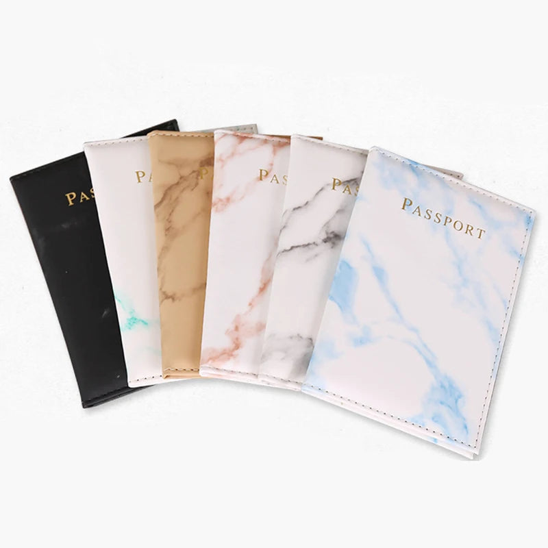 Marble Style Passport Cover — Faux Leather Travel Wallet & ID Holder