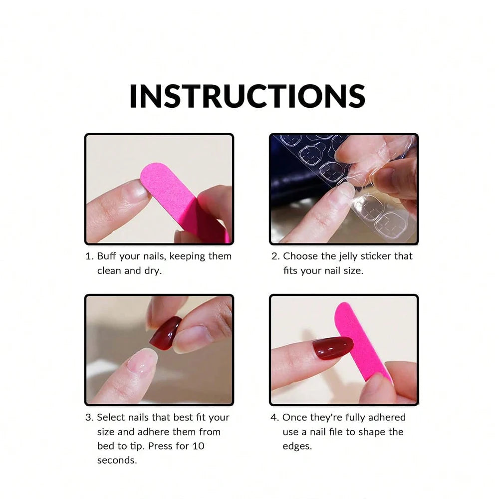 French Style Press On Nails — Glossy Nude Tip Manicure Set