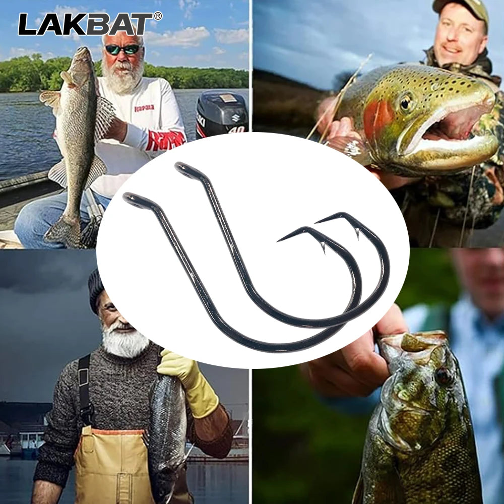 LAKBAT 7385 Inclined Circle Fishing Hooks — High Carbon Steel Barbed Tackle