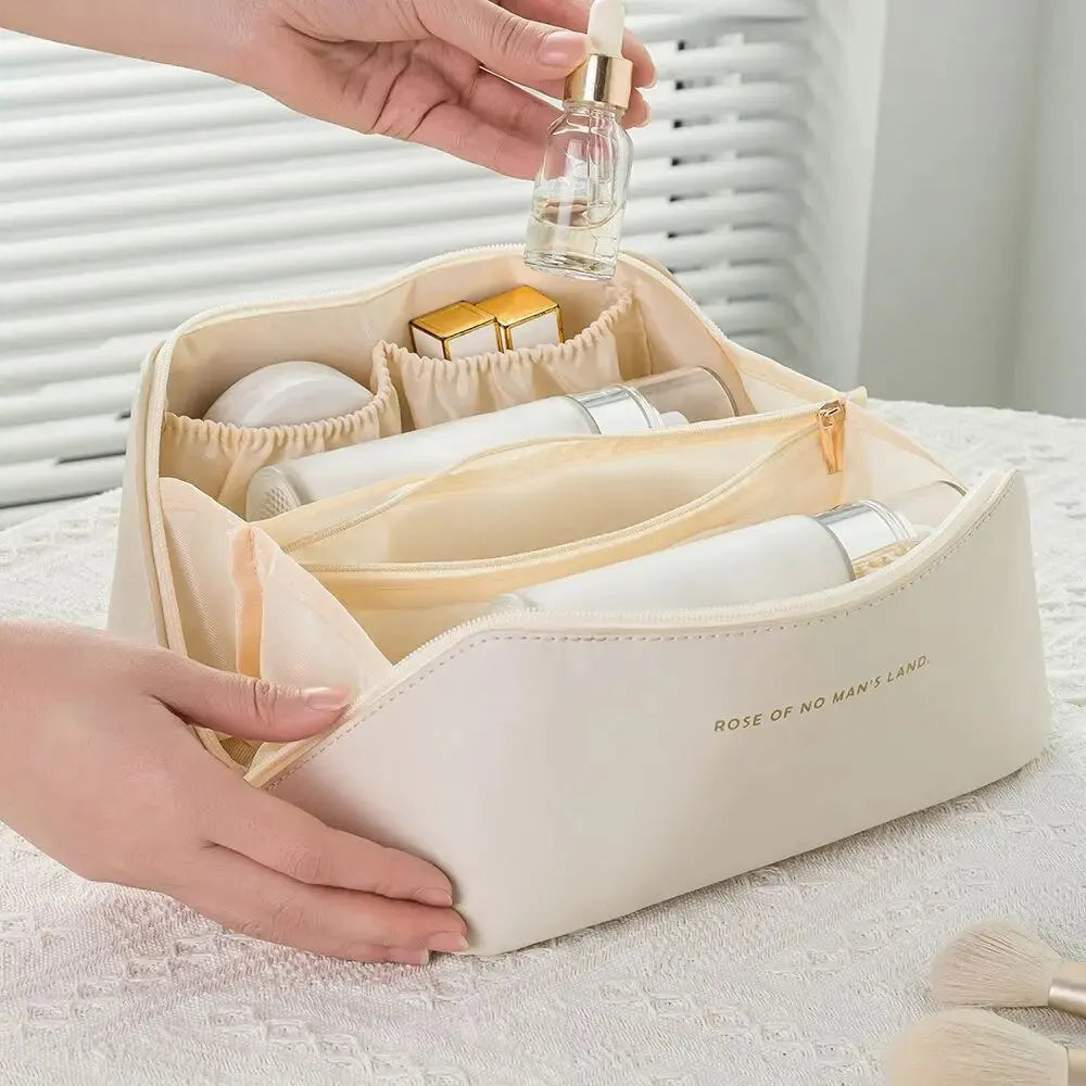 Luxury Makeup Organizer — Spacious Cosmetic Travel Pouch with Zipper