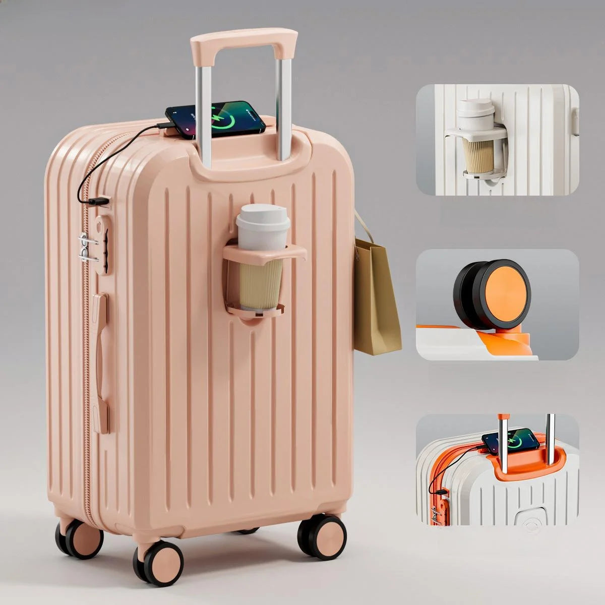 Durable ABS+PC Travel Suitcase — Silent Wheels & Password Lock