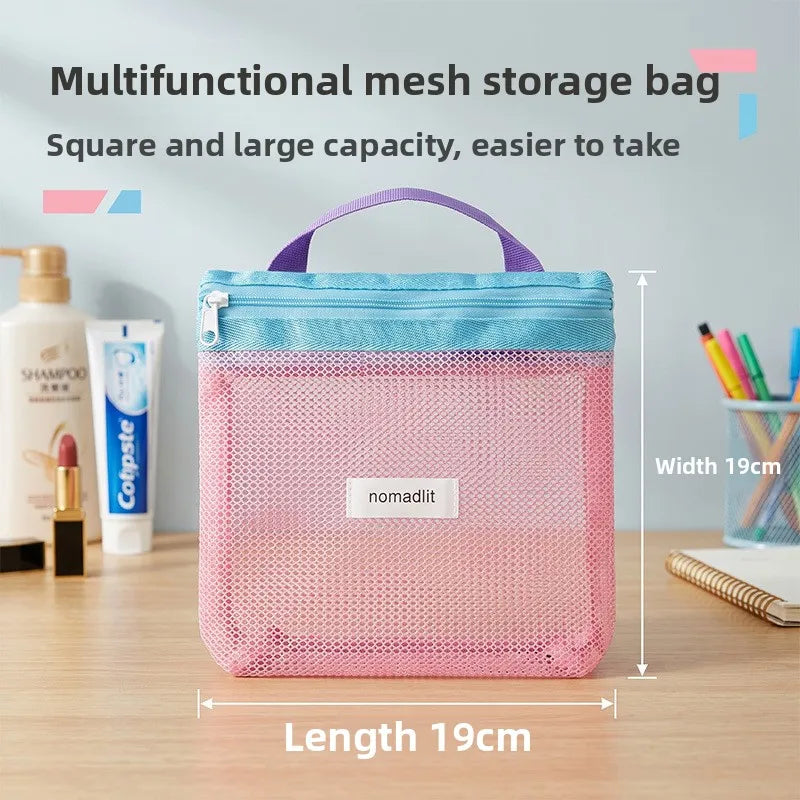 Portable Waterproof Toiletry Bag — Mesh Travel Organizer for Beach & Fitness