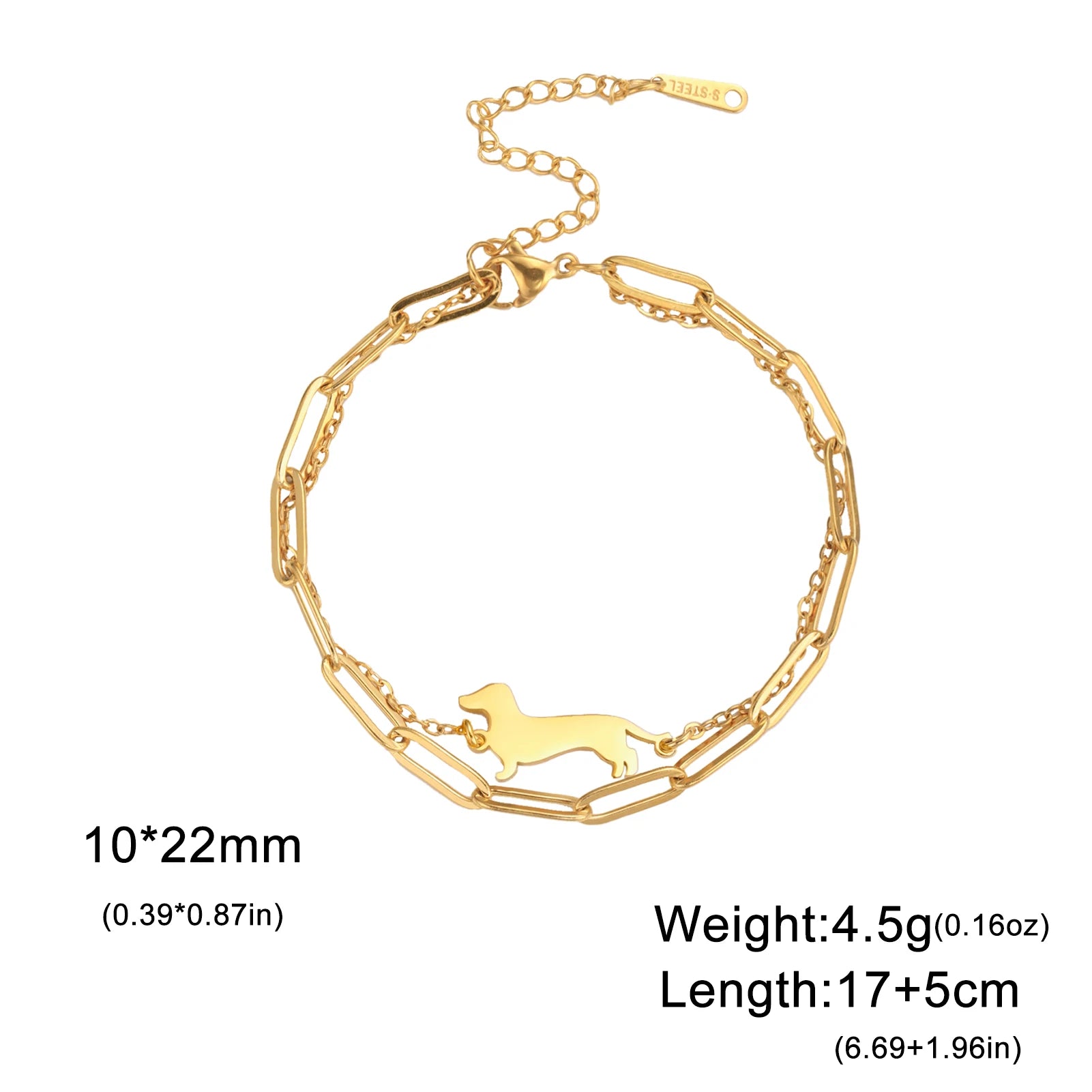 Dachshund Dog Stainless Steel Bracelet — Elegant Animal Jewelry for Women