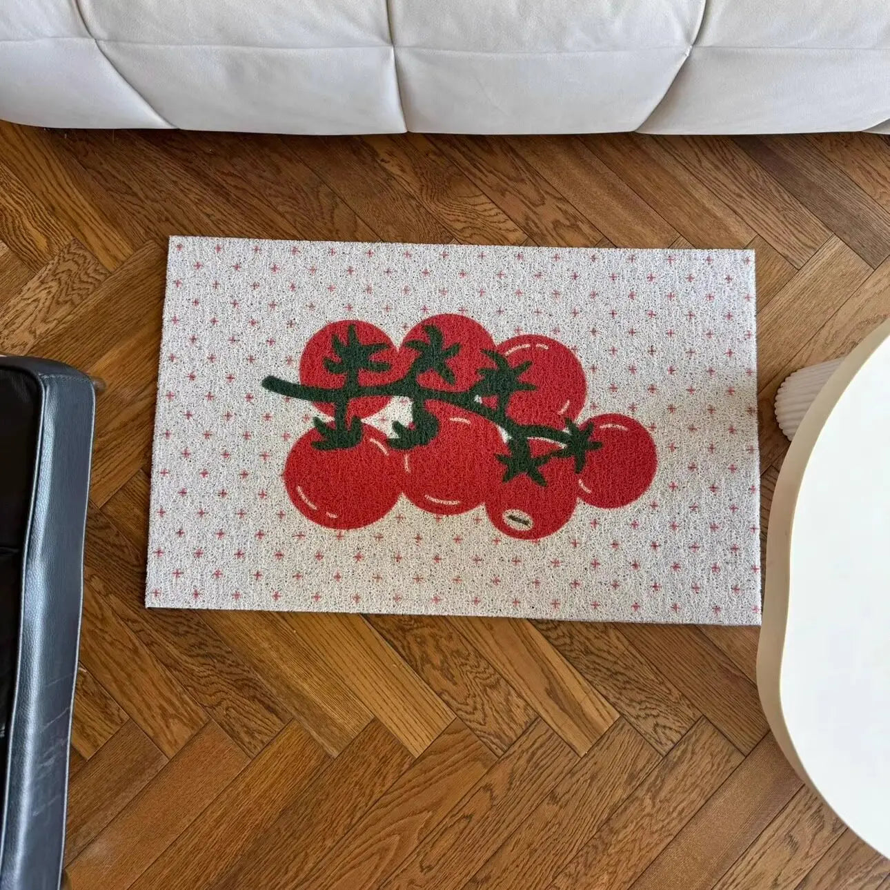 Cherry Fruit Polka Dot Welcome Mat — Anti-Slip PVC Coil Doormat