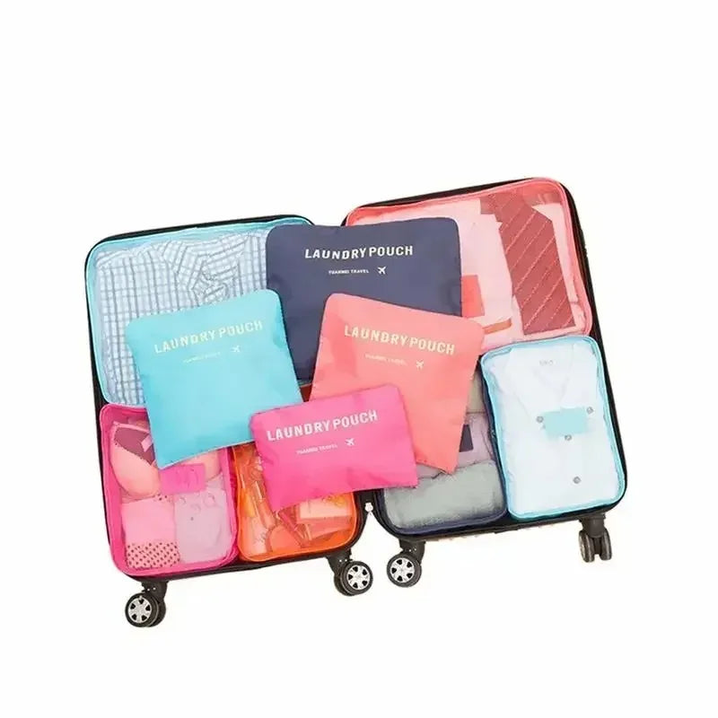 6-Piece Travel Packing Cube Set — Luggage Organizer & Laundry Pouches