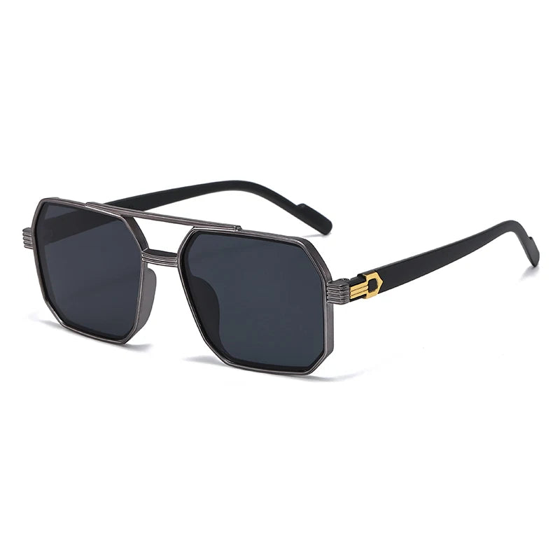 Julyrays Polygonal Double Beam Eyewear — Retro Trendy Large Frame Glasses