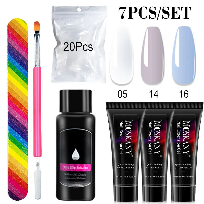 MOSKANY Poly Nail Gel Kit — Complete Manicure Set with LED Lamp