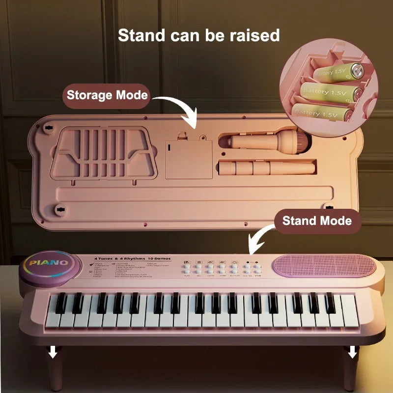 CONUSEA Kids Electric Piano — 37-Key Musical Learning Set with Microphone