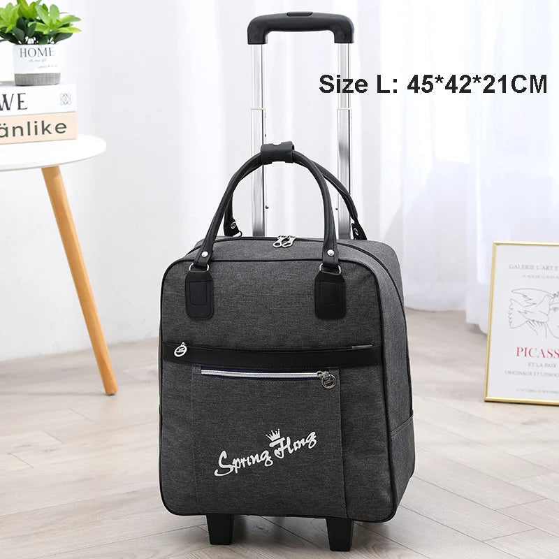 Rolling Travel Luggage Bag — Waterproof Oxford Cloth Suitcase with Wheels