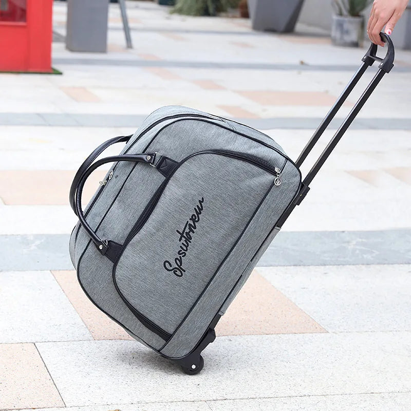 Foldable Trolley Duffle Bag — Large Capacity Rolling Travel Luggage