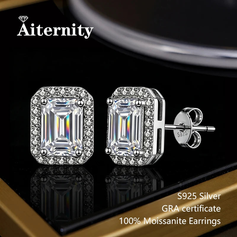AITERNITY Moissanite Stud Earrings — Elegant S925 Silver Wedding Jewelry