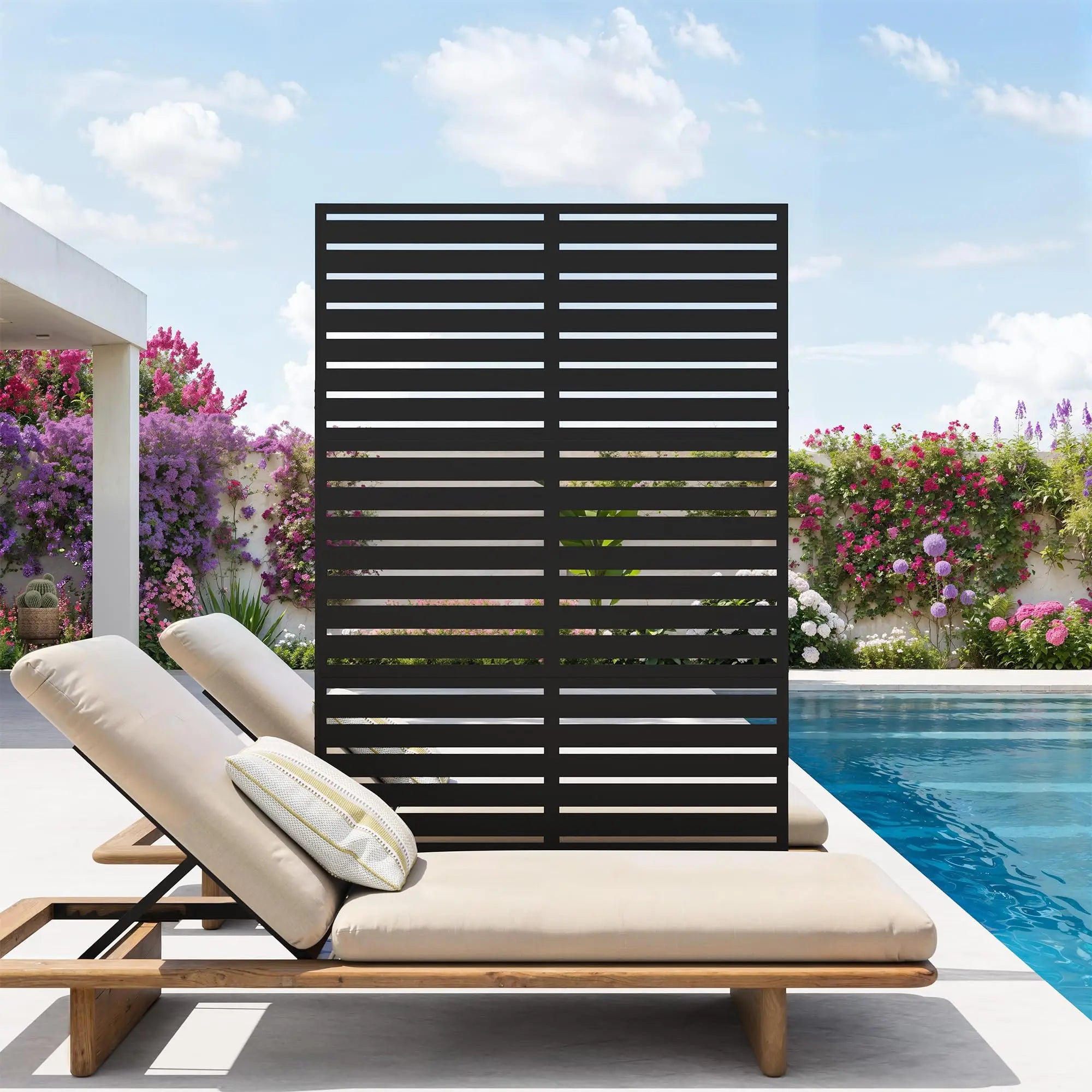 HiMISS 6FT Metal Privacy Fence — Freestanding Outdoor Screen Panel