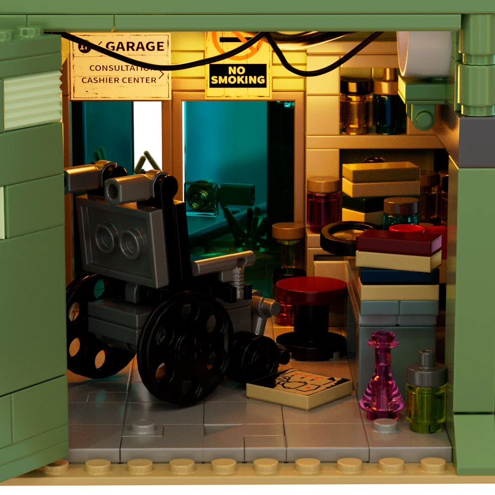 Wrecked Plane Pharmacy Building Blocks Set — 2076PCS DIY City Street Model