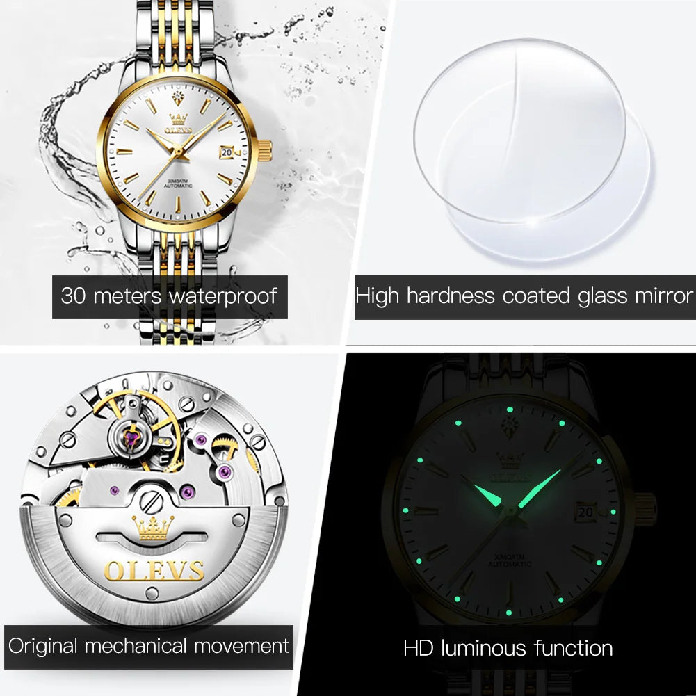 OLEVS 6635 Luxury Ladies Watch — Automatic Mechanical Chronograph
