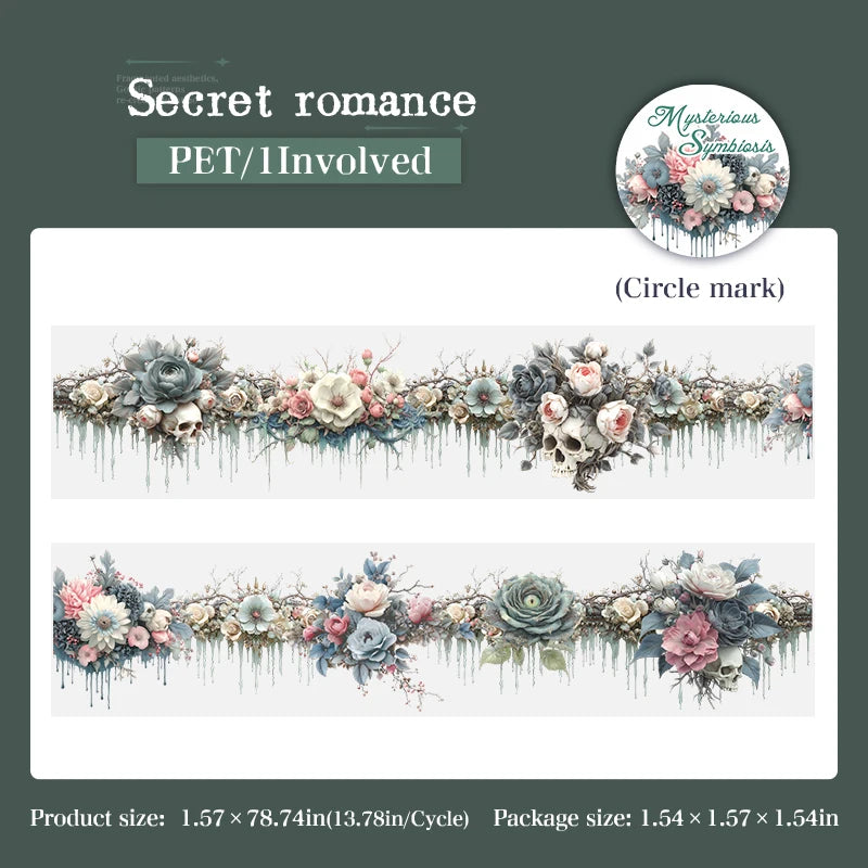 Gothic Skeleton PET Washi Tape — Aesthetic Decor for Scrapbooking & Journals