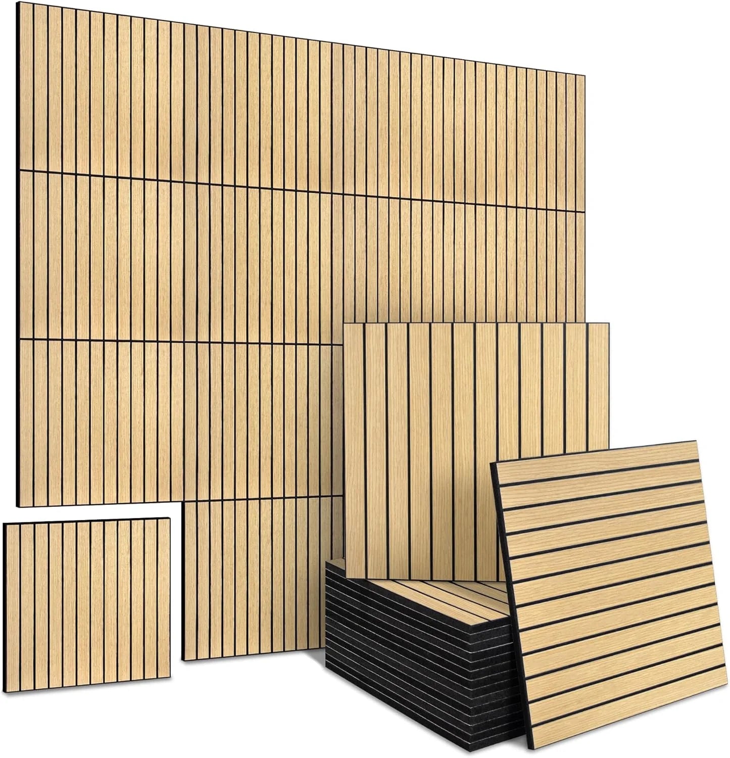 Peel and Stick Wood Slat Wall Panels — Decorative Self-Adhesive Accent, 10pcs