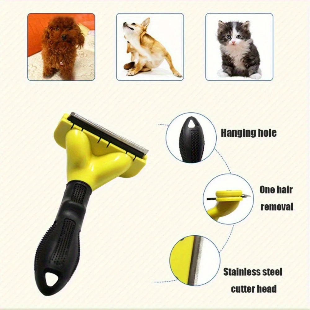 Pet Hair Remover Brush — Professional Grooming Comb for Dogs and Cats