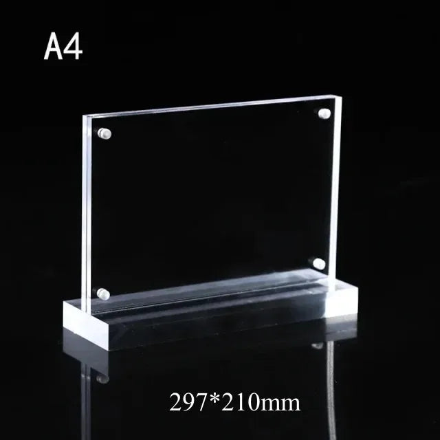 Acrylic Sign Holder — Double-Sided Desktop Display Stand for Posters